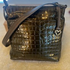 NWT. Brighton dark green crocodile shoulder tote. 
In original box